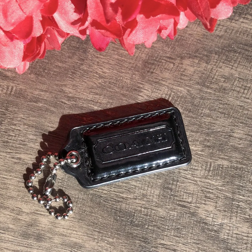 COACH black patent leather bag charm key chain replacement logo charm 2